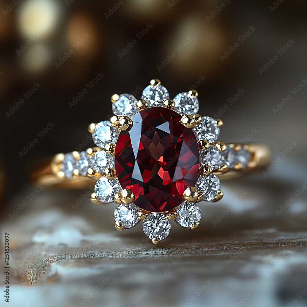 Fototapeta premium golden ring with garnet