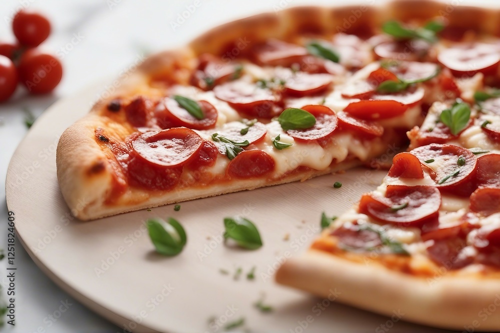 Hot and Fresh Pizza, High-Quality Ingredients, Offering an Irresistible Flavor in Every Bite | Generative AI