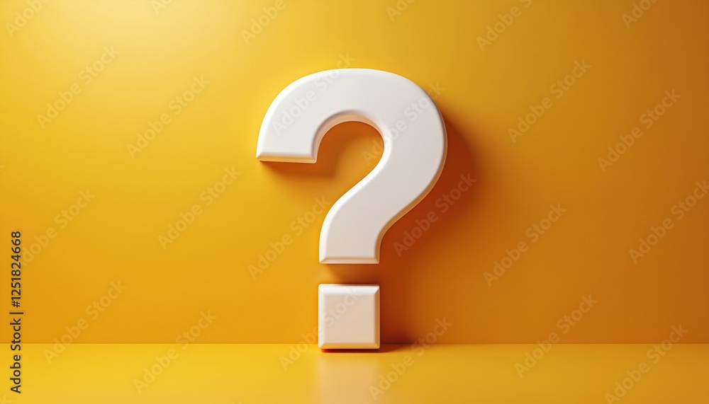 3D rendering of question mark on yellow background. FAQ and QA abstract illustration. Business concept of problem solution, doubt, interrogation, support, why, uncertainty and confusion. 3D rendering of question mark on yellow background. FAQ and QA abstract illustration. Business concept of problem solution, doubt, interrogation, support, why, uncertainty and confusion.