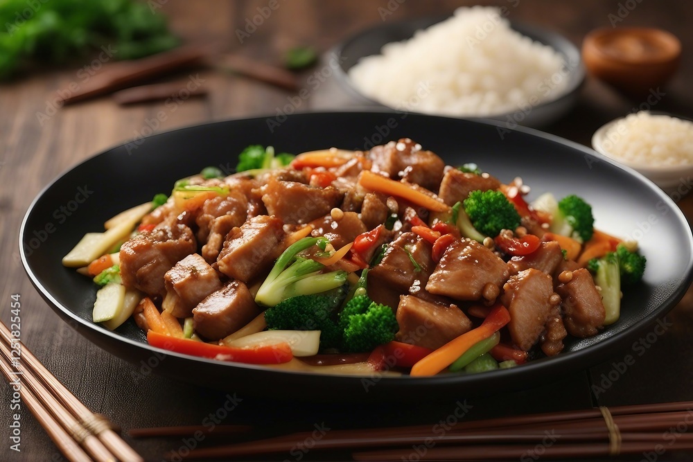 Delicious Stir-Fried Pork and Vegetables Plated for a Perfect Meal | Generative AI Delicious Stir-Fried Pork and Vegetables Plated for a Perfect Meal | Generative AI