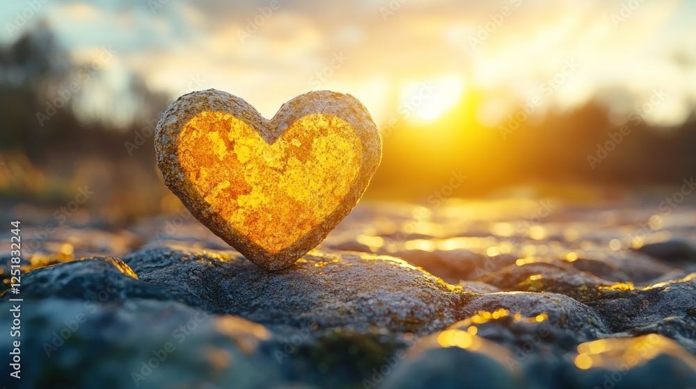 Fototapeta premium Sunset Heart Rock Pathway Romance