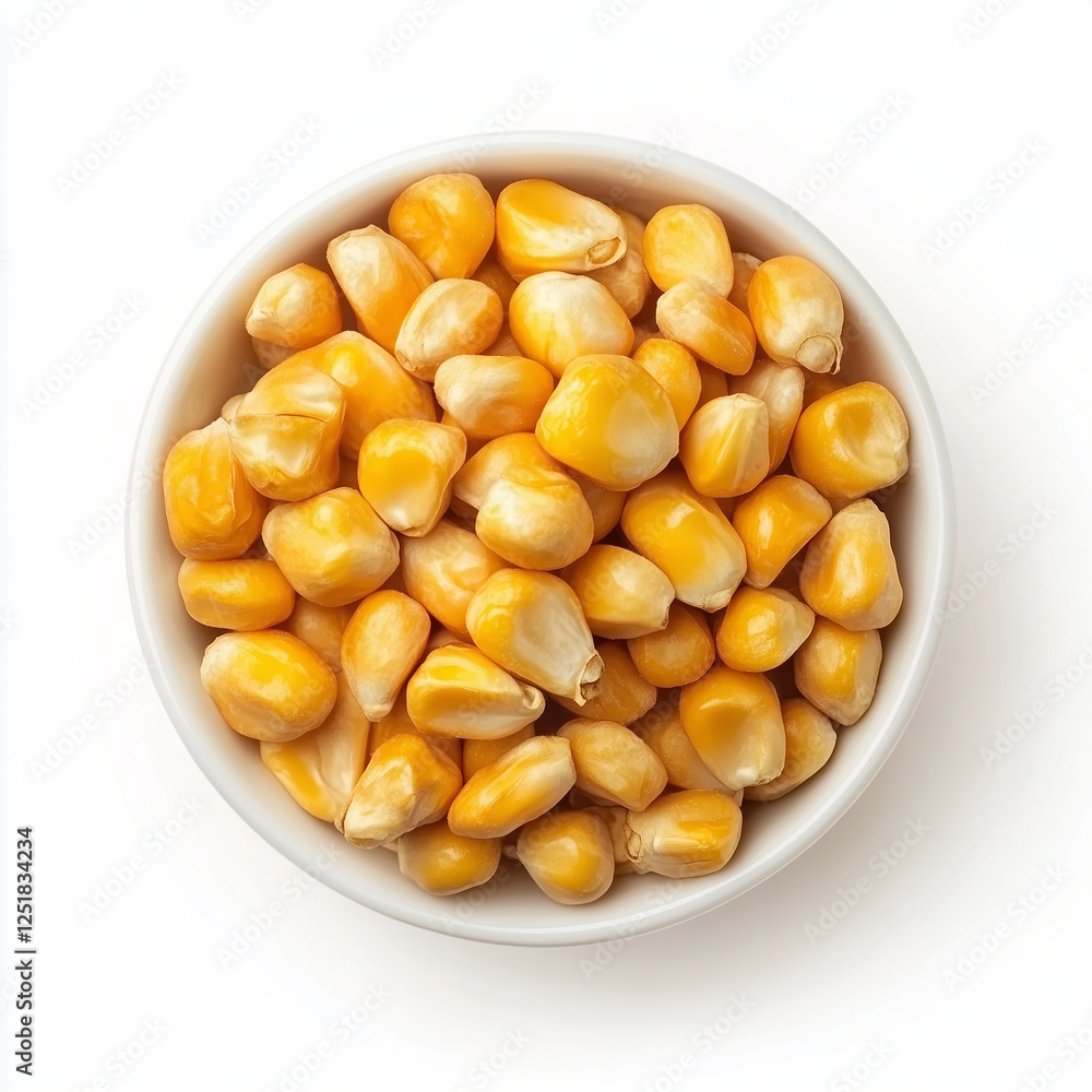 Top down view of Corn nuts, isolated on white, food setting Top down view of Corn nuts, isolated on white, food setting
