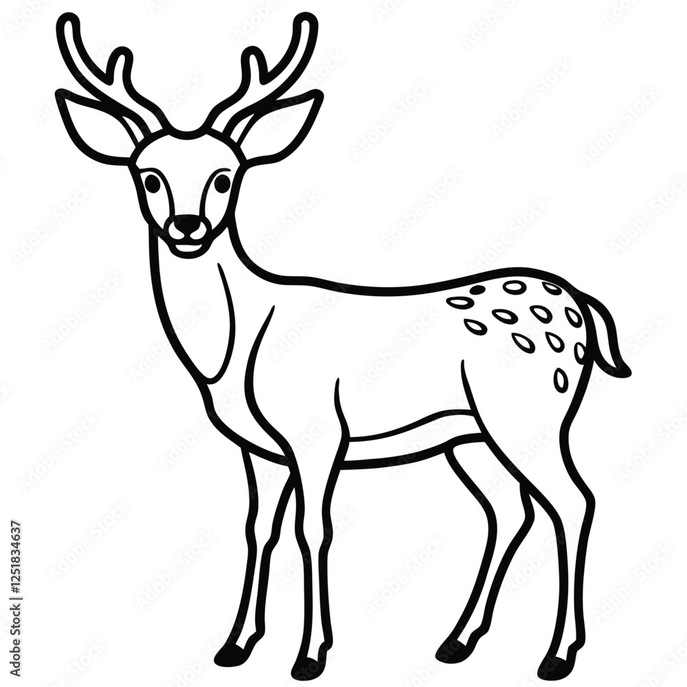 Fototapeta premium illustration line art vector deer 