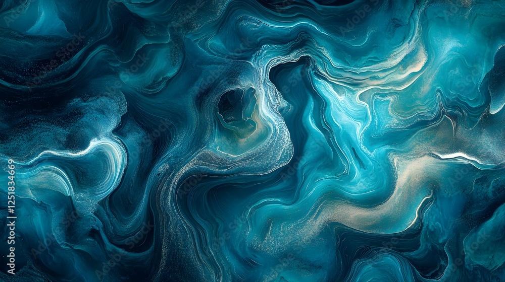 Dynamic abstract swirl of blue and turquoise colors depicting fluid movement and depth Dynamic abstract swirl of blue and turquoise colors depicting fluid movement and depth