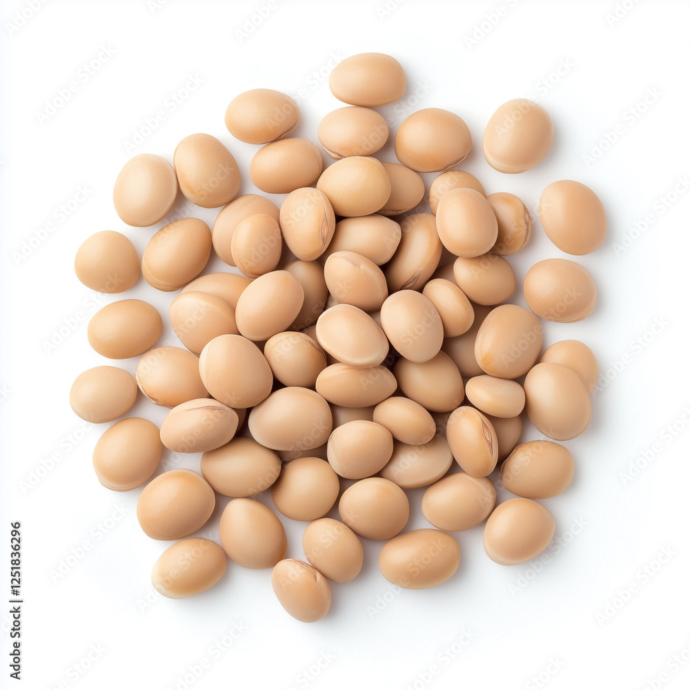 Top down view of Lupin Protein, isolated on white, food photography Top down view of Lupin Protein, isolated on white, food photography