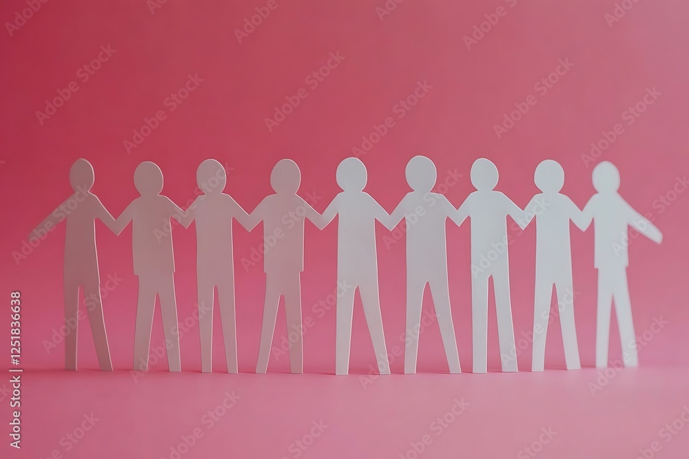 Paper People Chain Teamwork Togetherness Paper People Chain Teamwork Togetherness
