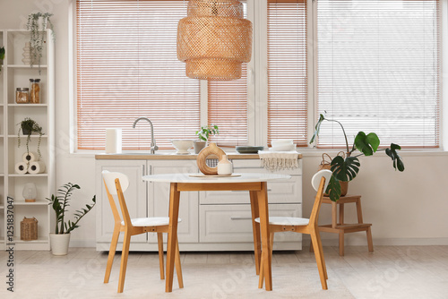 Interior of light kitchen w...