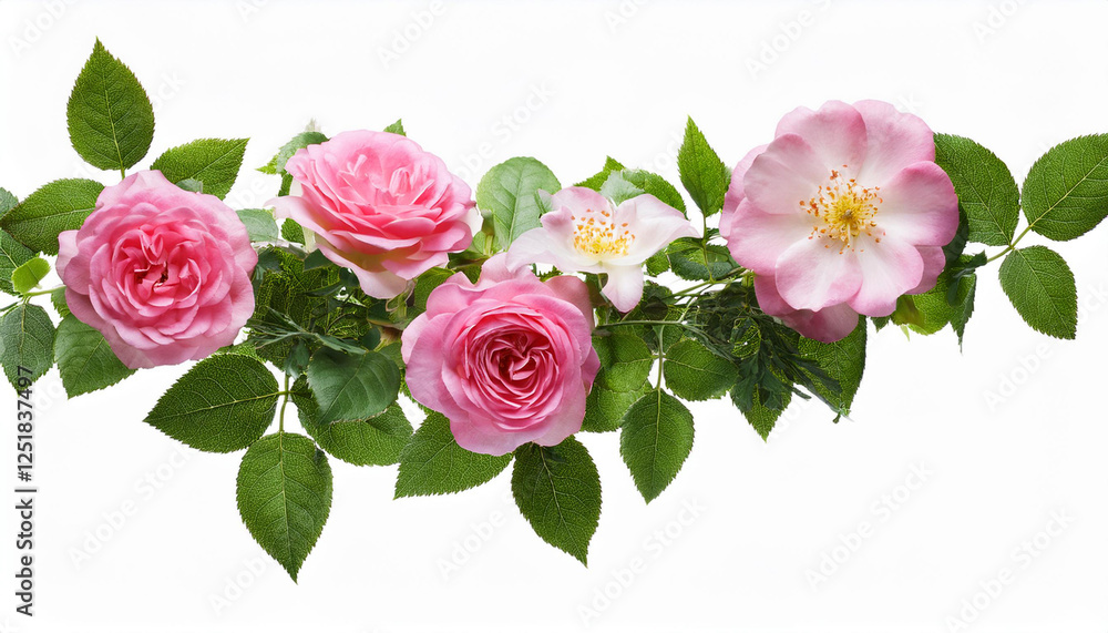 Fototapeta premium creeper with rose flowers isolated on background
