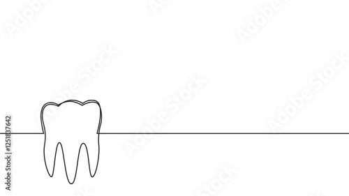Tooth line art illustration isolated on transparent background eps 10