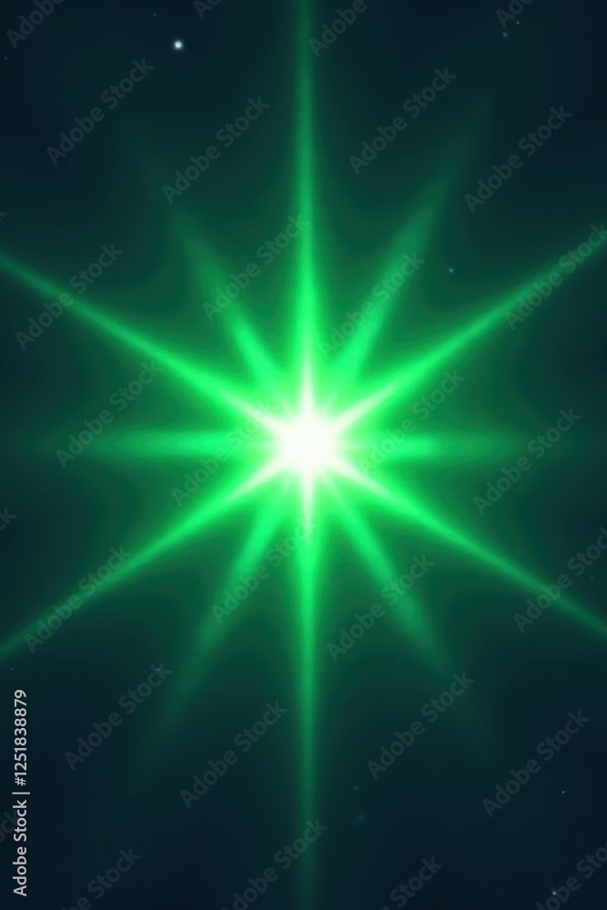 Bright green starburst radiates from a dark blue background, space, explosion, stars Bright green starburst radiates from a dark blue background, space, explosion, stars