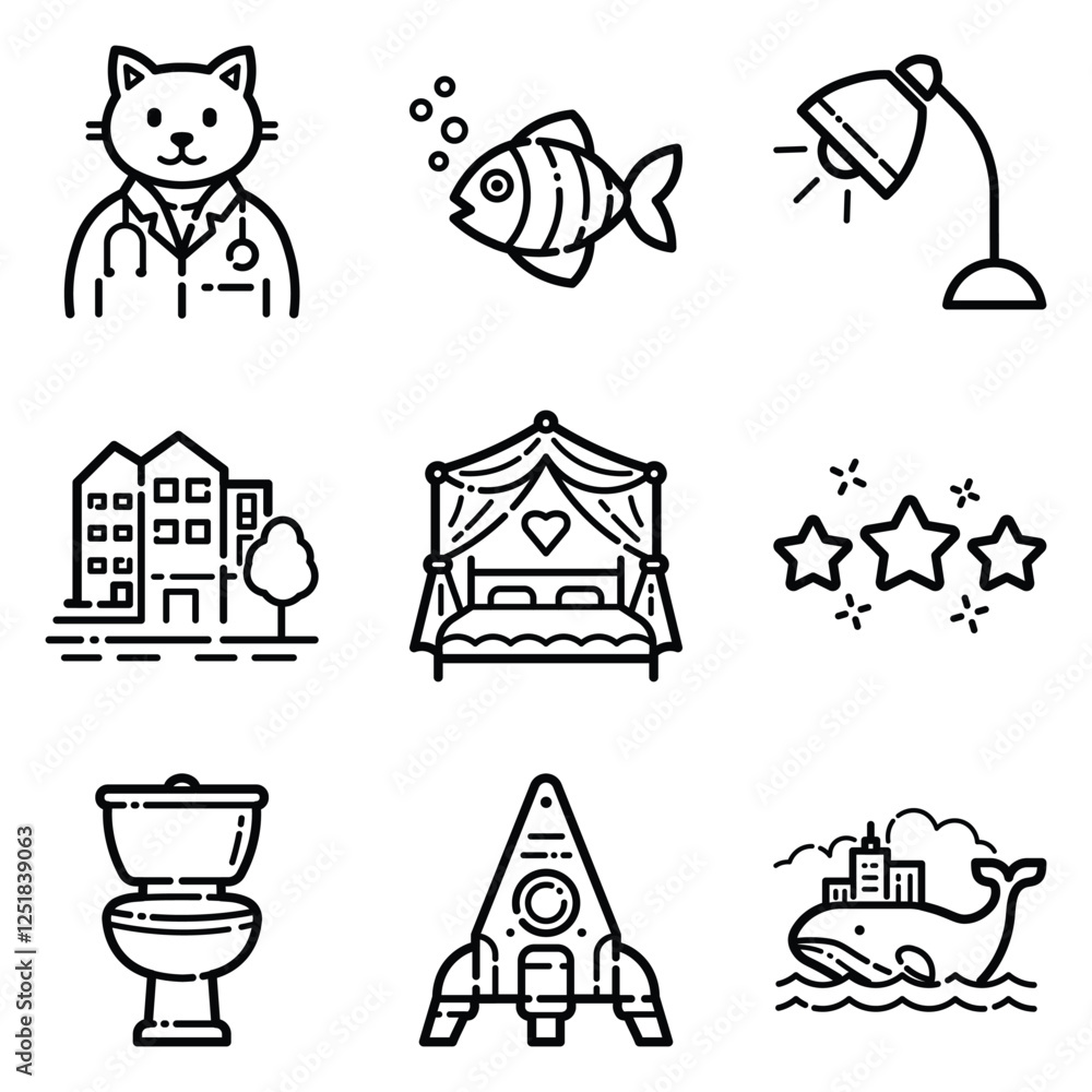 Essential Flat Icon Set Isolated On White Background Essential Flat Icon Set Isolated On White Background