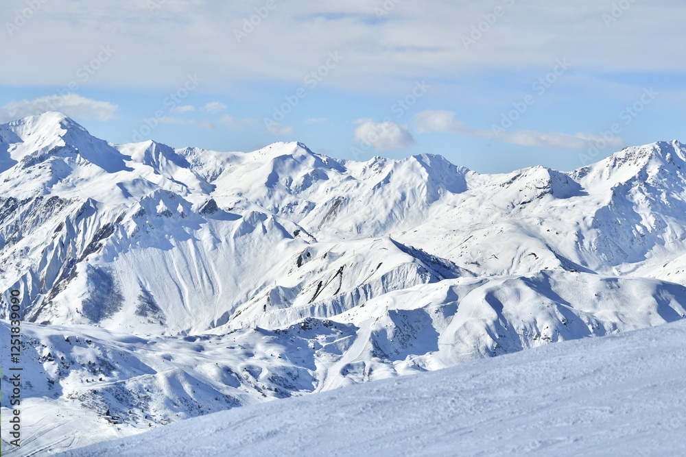 Winter scenery of French alps slopes. Winter scenery of French alps slopes.