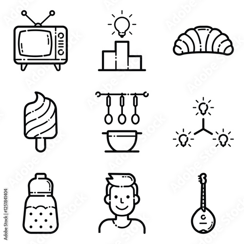 Essential Flat Icon Set Isolated On White Background