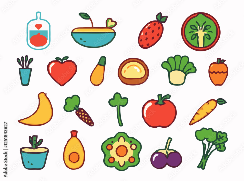Health-conscious Food Icons Vector Set Health-conscious Food Icons Vector Set