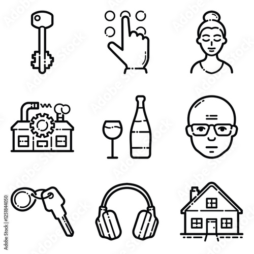 Essential Flat Icon Set Isolated On White Background