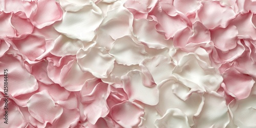 A romantic display of soft pink and white rose petals overlapping to form a luxurious floral texture with a soft, organic flow photo