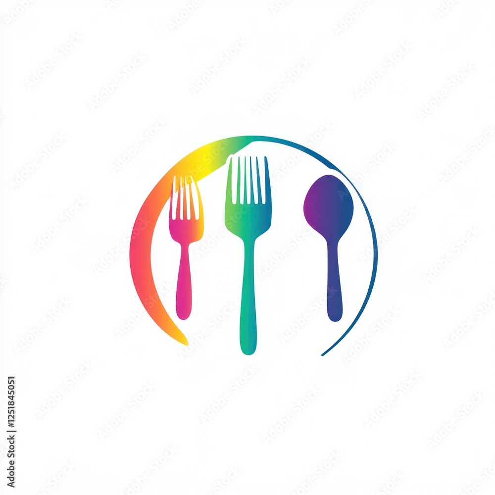 Colorful eating utensils logo design
