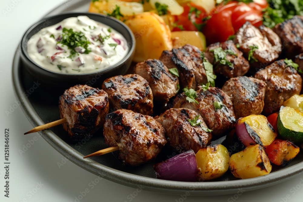 Delicious Greek Souvlaki Platter Delicious Greek Souvlaki Platter