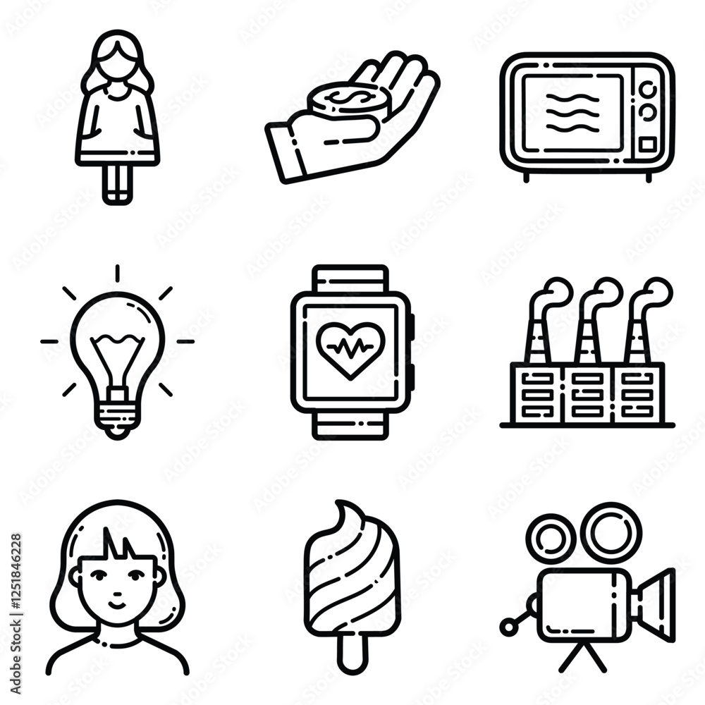 Essential Flat Icon Set Isolated On White Background Essential Flat Icon Set Isolated On White Background