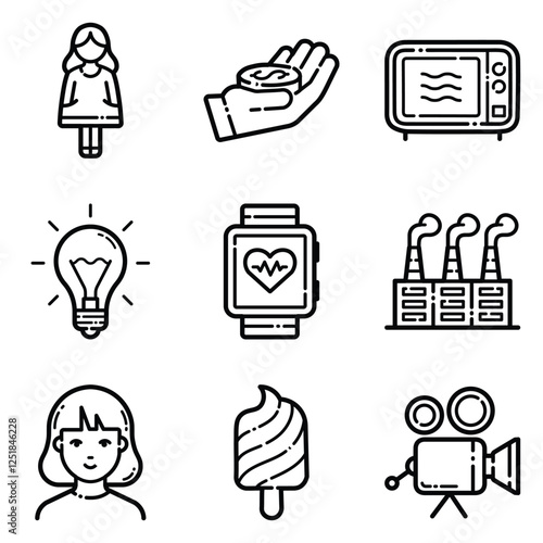 Essential Flat Icon Set Isolated On White Background