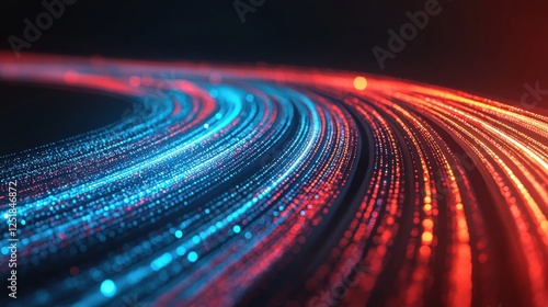 Glowing streaks creating curved lines with speed motion blur effect