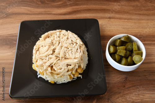 Traditional delicious Turkish food; Turkish style rice pilaf (Turkish name; Arpa sehriyeli. tavuk, kuru fasulyeli, pirinc pilavi). Cigerli, kavurmali, tereyagli nohut pilav.
 photo