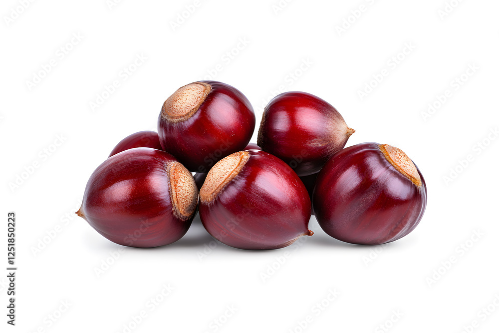 Heap of chestnuts isolated on white backdrop Heap of chestnuts isolated on white backdrop