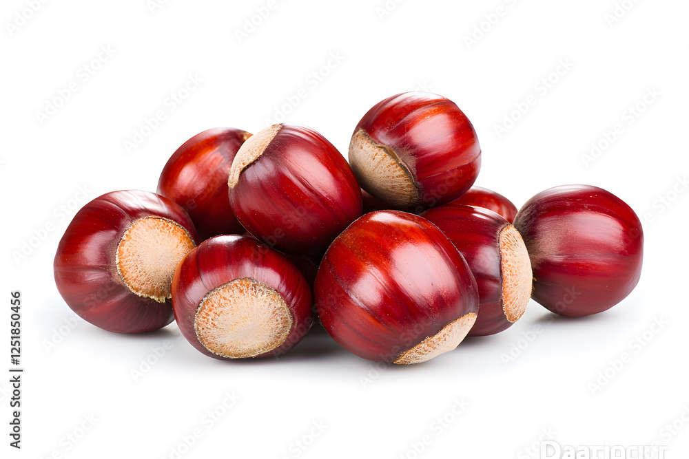Obraz premium Heap of chestnuts isolated on white backdrop