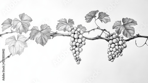 A simple black and white drawing of a grapevine. ID_346a3c5d-5ad7-4707-8935-333ccab9d9c7 --ar 16:9 --v 6.1 Job ID: e389192e-c0db-4909-8ba9-0f52f6e46af1