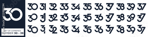 collection of creative number 30 to 39 logo designs. abstract number design vector illustration