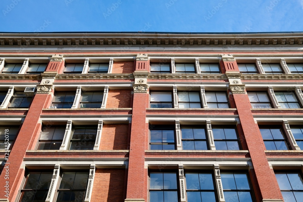 Fototapeta premium Classic Red Brick and Glass Facade (New York, New York, USA) 