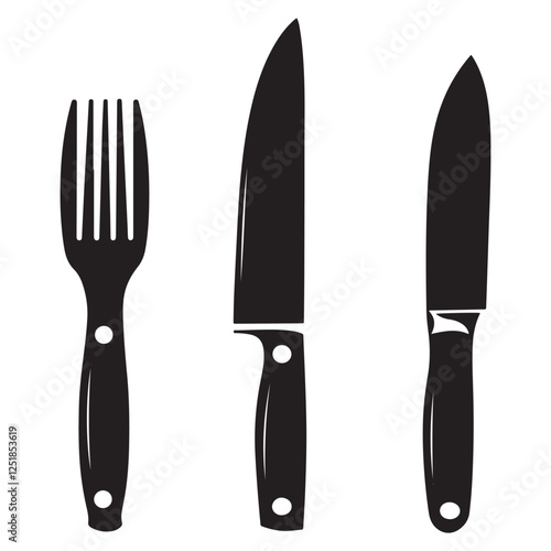 Minimalistic Knife Set Vector for Food-Related Art