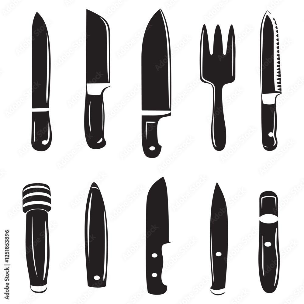 Modern Knife Silhouette Pack for Culinary Design Projects Modern Knife Silhouette Pack for Culinary Design Projects