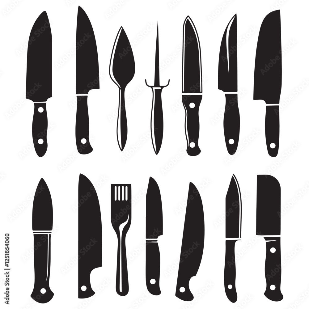 Modern Knife Silhouette Pack for Culinary Design Projects Modern Knife Silhouette Pack for Culinary Design Projects