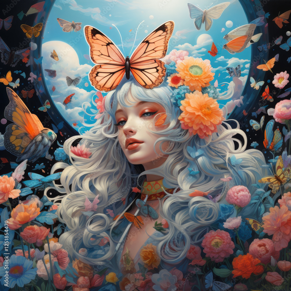 Naklejka premium kwiatowa wróżka 