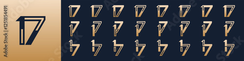 collection of creative number 17 logo designs. abstract seventeen design vector illustration