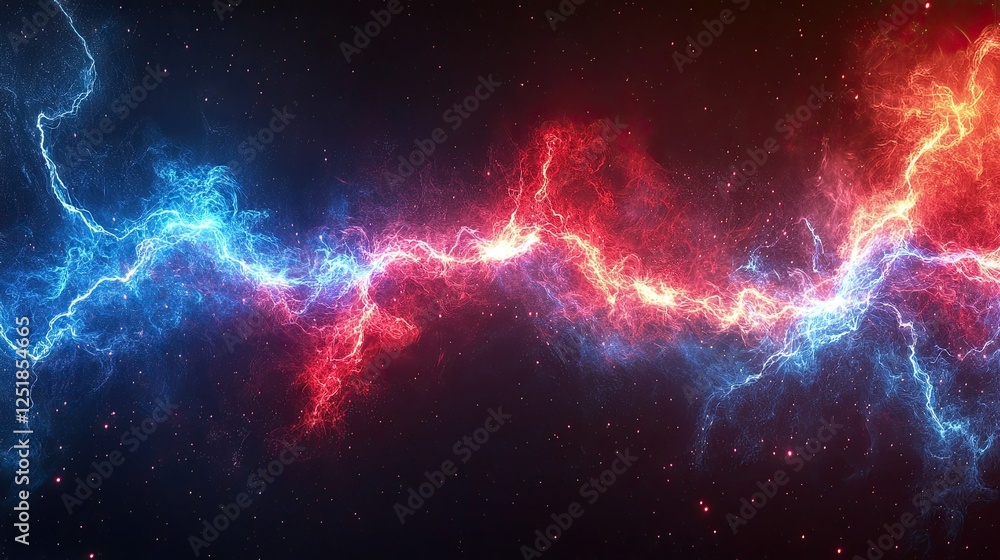 Abstract digital art featuring blue and red lightning streaks, isolated on transparent background. Abstract digital art featuring blue and red lightning streaks, isolated on transparent background.