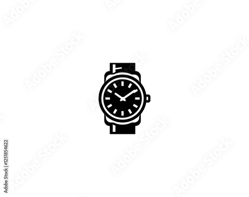 Vector illustration of a black silhouette of a classic wristwatch