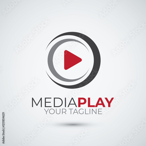 Media player logo flat icon design template