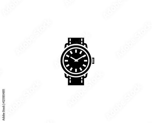 Vector illustration of a black silhouette of a classic wristwatch