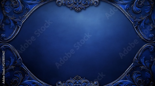 Elegant Blue Ornate Frame Design Background