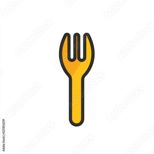 Simple yellow fork graphic illustration photo