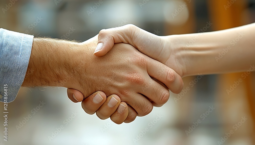 Professional handshake between two businesspeople with a white hard hat and documents on the table Professional handshake between two businesspeople with a white hard hat and documents on the table