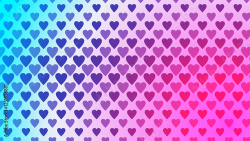 seamless pattern with repeating hearts with bright colorful gradient