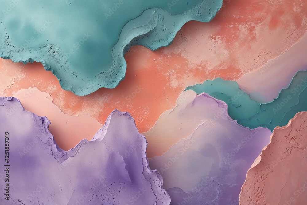 Fototapeta premium Soft Pastel Gradient Background in Teal Coral Lavender and Peach Textures for Contemporary Wall Art Decor