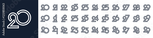 collection of creative number 20 to 29 logo designs. abstract number design vector illustration
