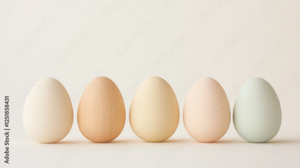 easter gift ideas kid. Pastel colored wooden eggs arranged in row on light background easter gift ideas kid. Pastel colored wooden eggs arranged in row on light background
