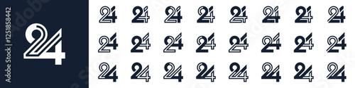 collection of creative number 24 logo designs. abstract twenty-four design vector illustration