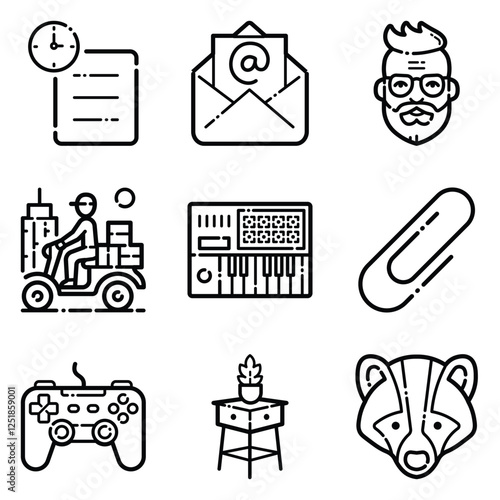 Essential Flat Icon Set Isolated On White Background