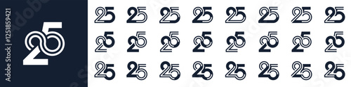 collection of creative number 25 logo designs. abstract twenty five design vector illustration